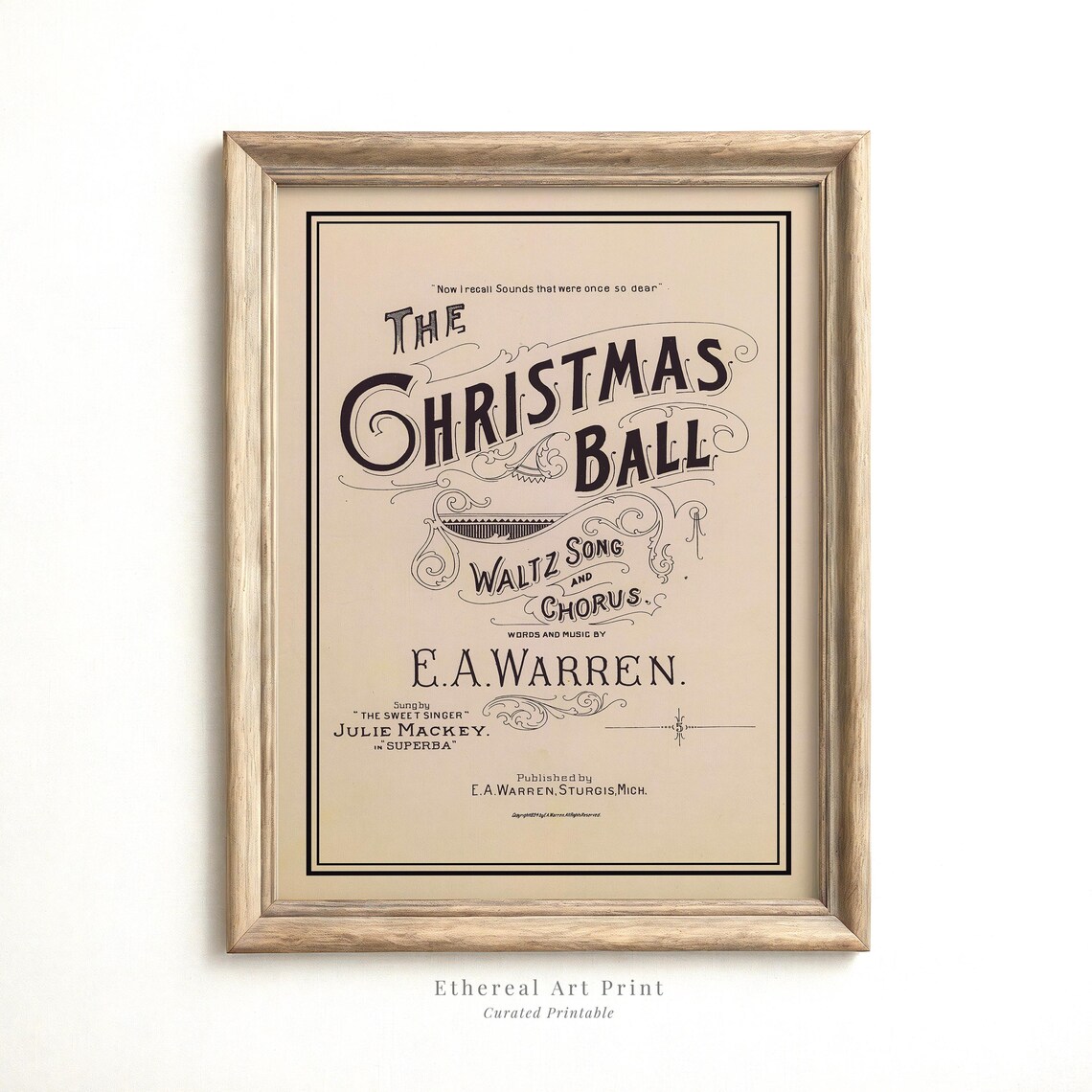 The Christmas Ball Waltz Antique Sheet Music Cover Fine Art Print