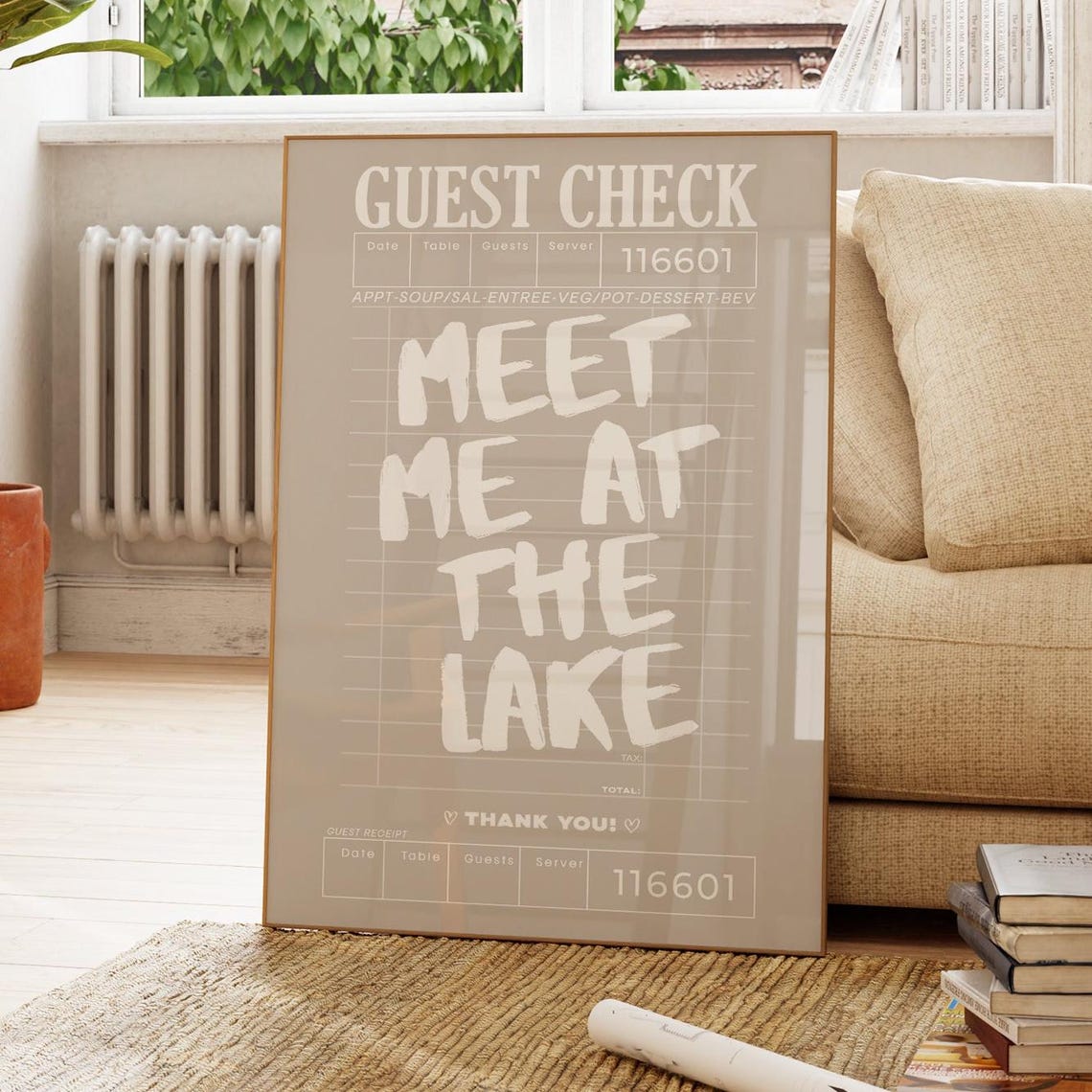 Meet Me At The Lake Guest Check Beige Typography Wall Poster