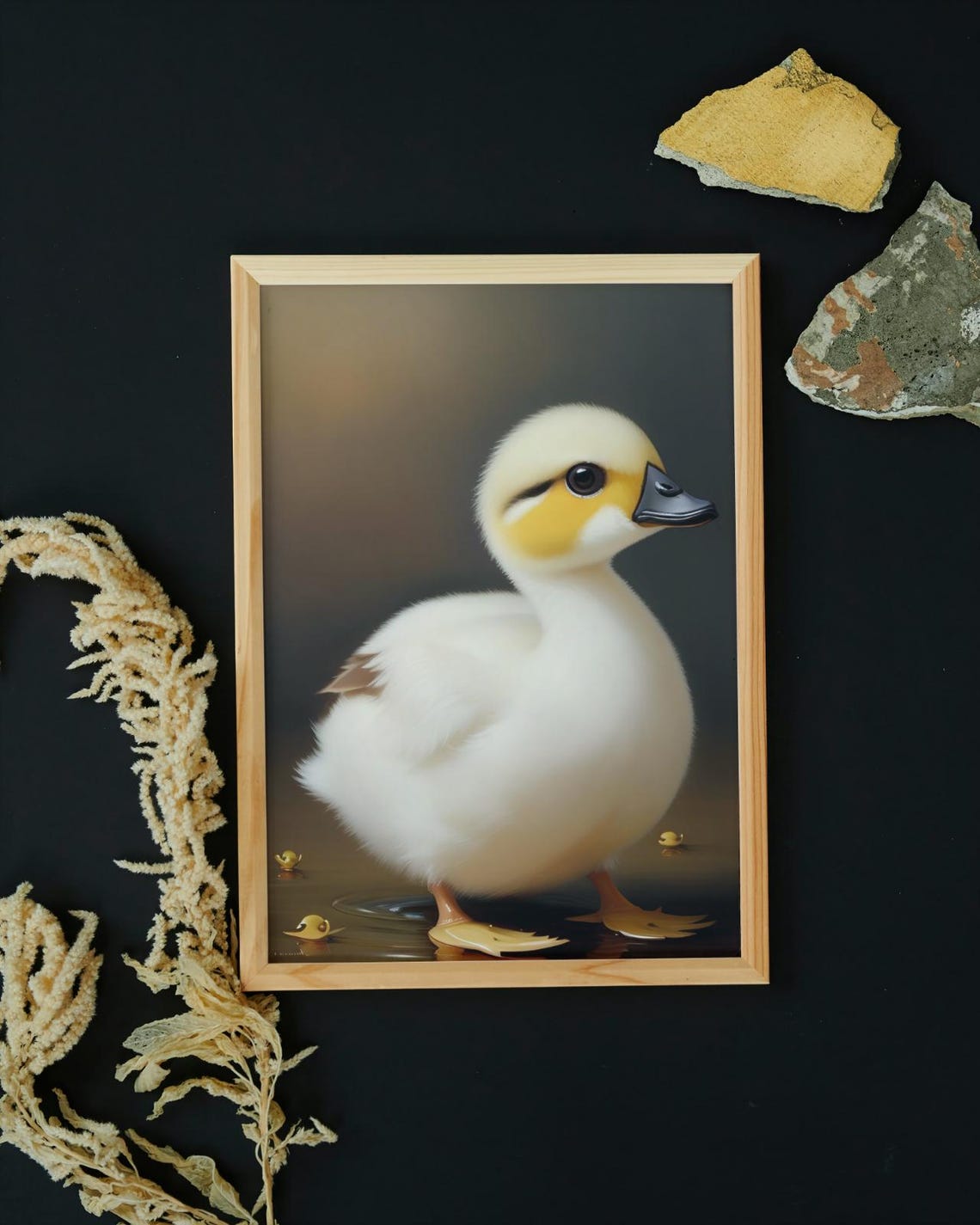 Adorable Fluffy Baby Duckling Yellow Face Standing Gentle Water Poster