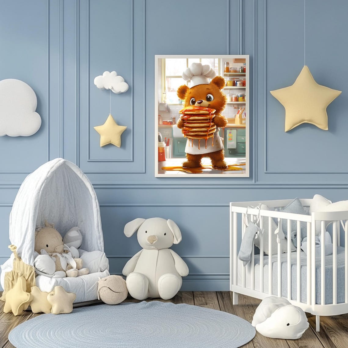 Funny Bear Chef Nursery Wall Art Bear Baby Shower Gift Cute Bear Kids Room Art Kitchen Theme Nursery Print - Image 3