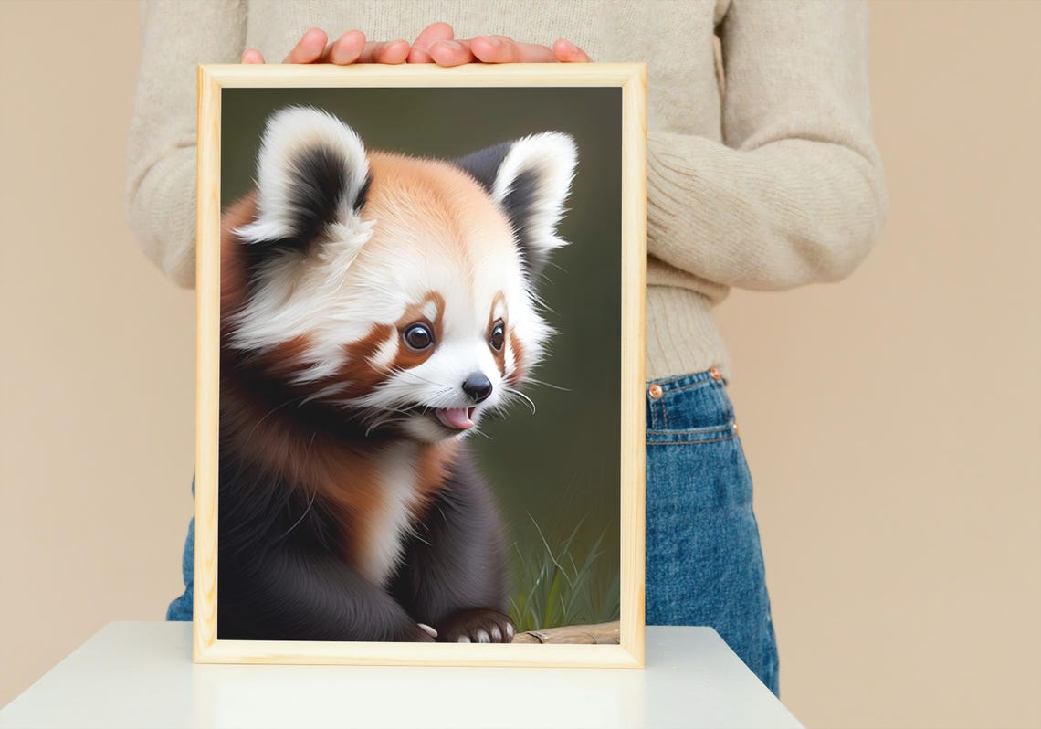 Baby Red Panda Cub Close Up Portrait Cute Nursery Animal Poster - Image 5