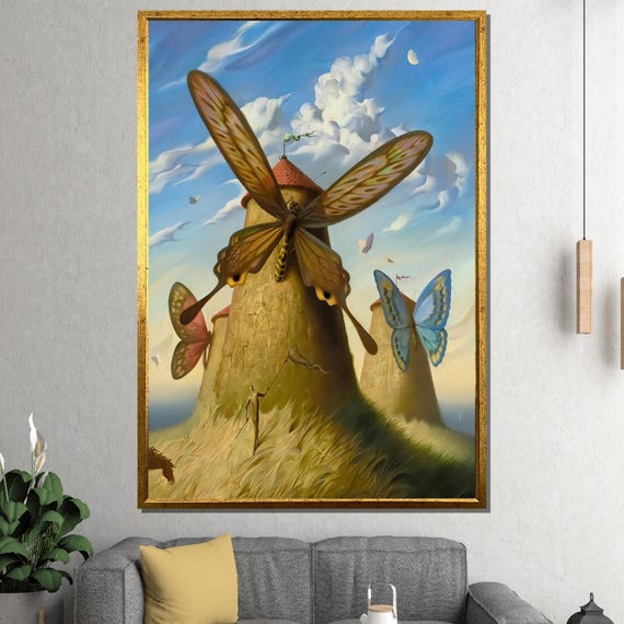 Vladimir Kush Butterfly Windmills Surreal Art Dreamlike Wall Decor For Home Or Office Unique Gift