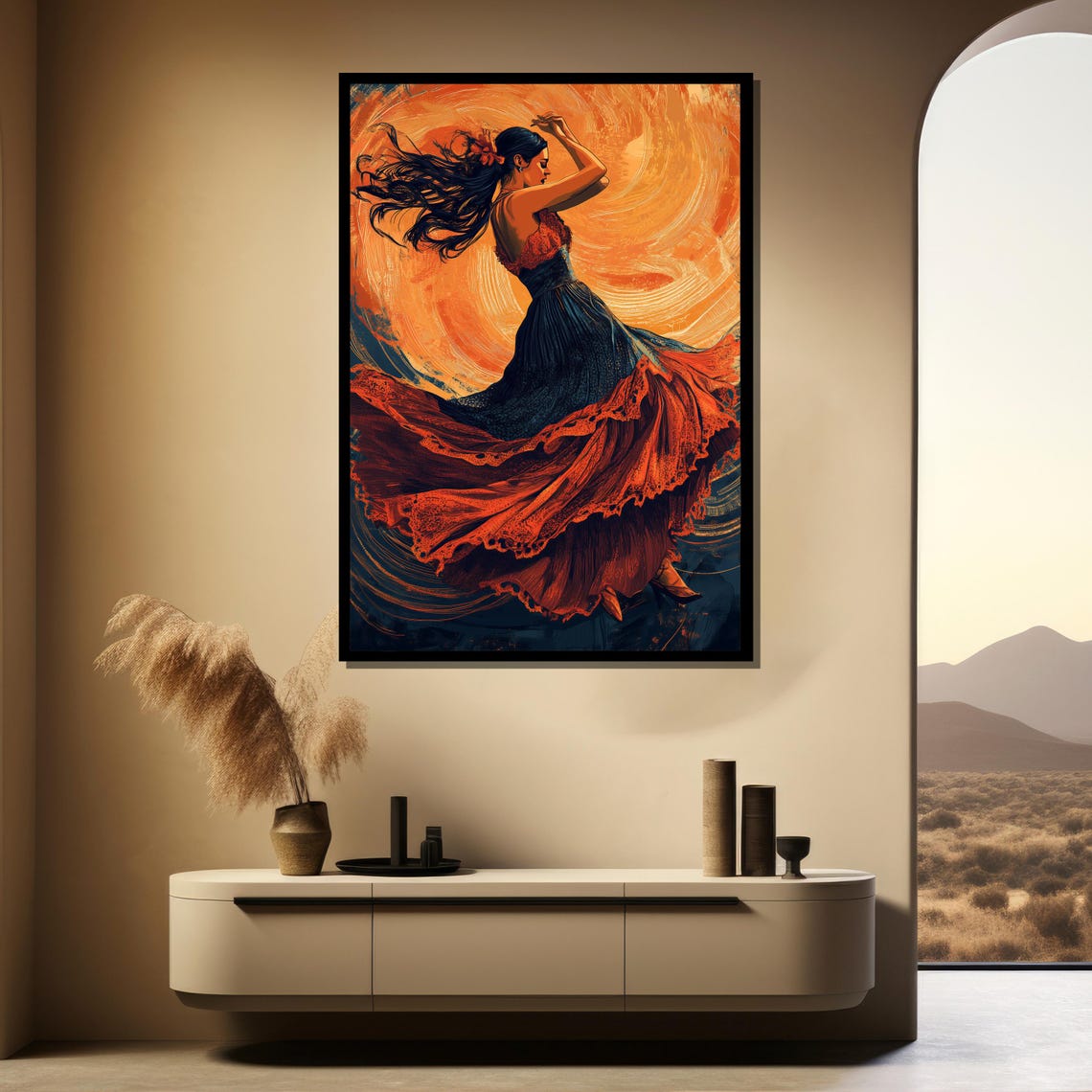 Flamenco Dancer Painting Vibrant Wall Art Gift For Dance Lovers And Modern Home Decor - Image 4