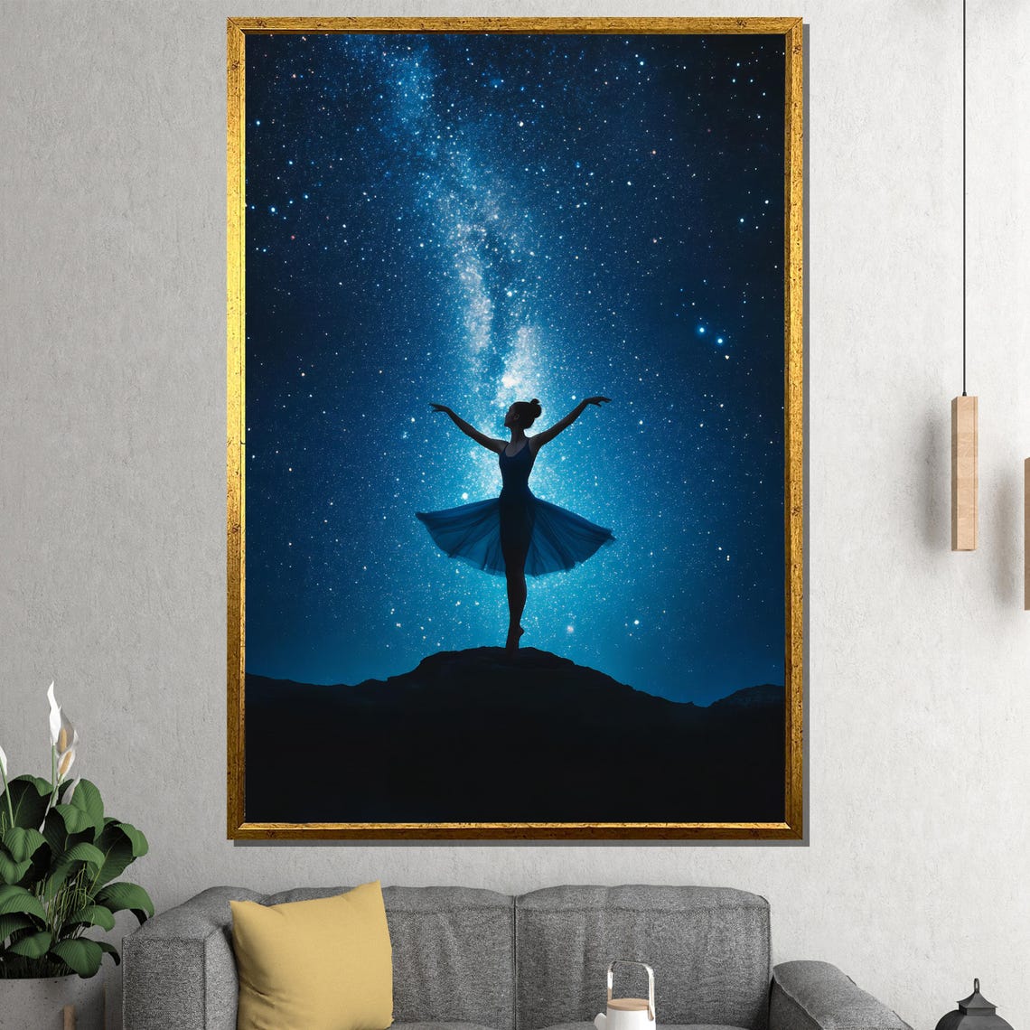 Starry Night Ballerina Silhouette Under the Milky Way Poster