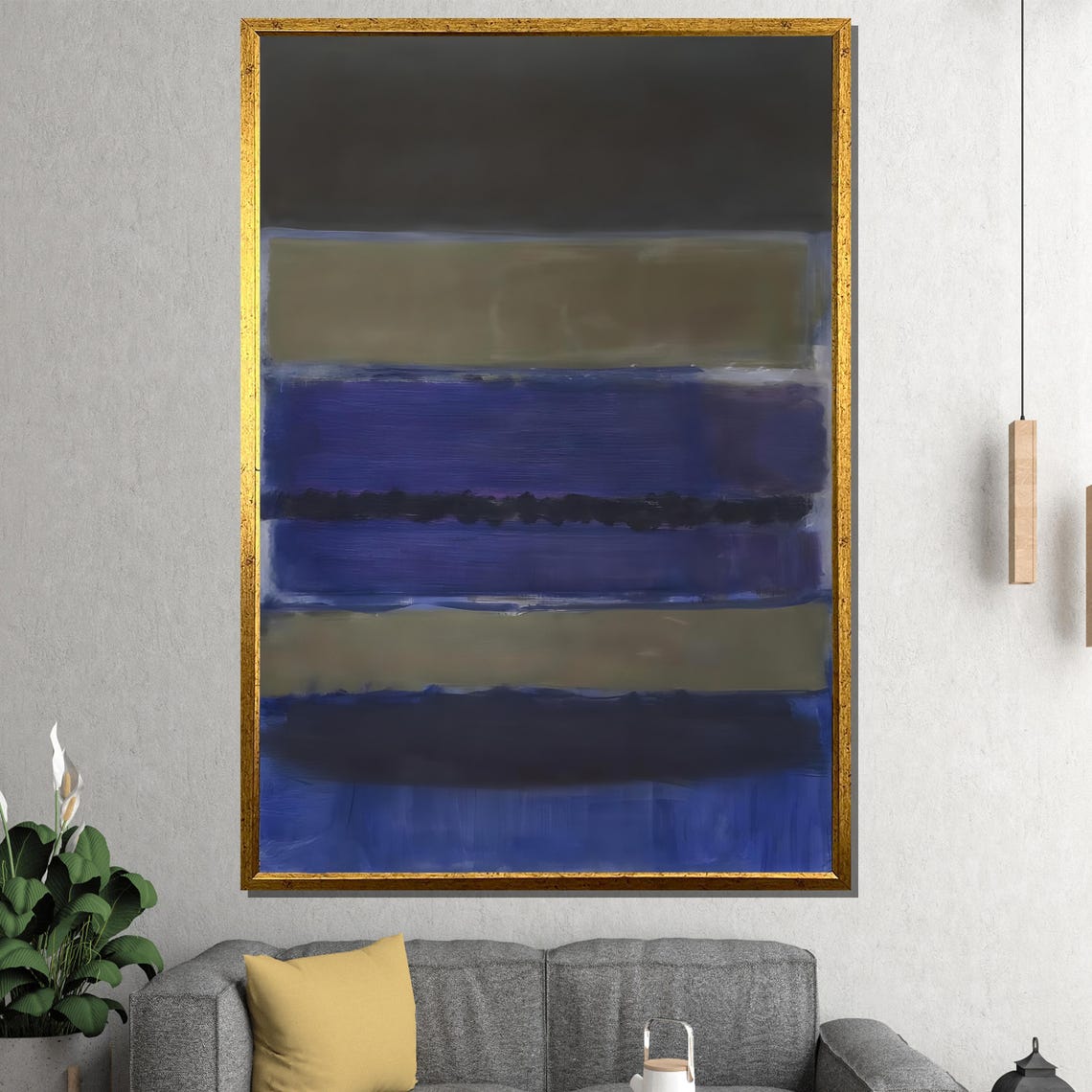 Blue and Gray Horizontal Color Bands Modern Minimal Abstract Poster