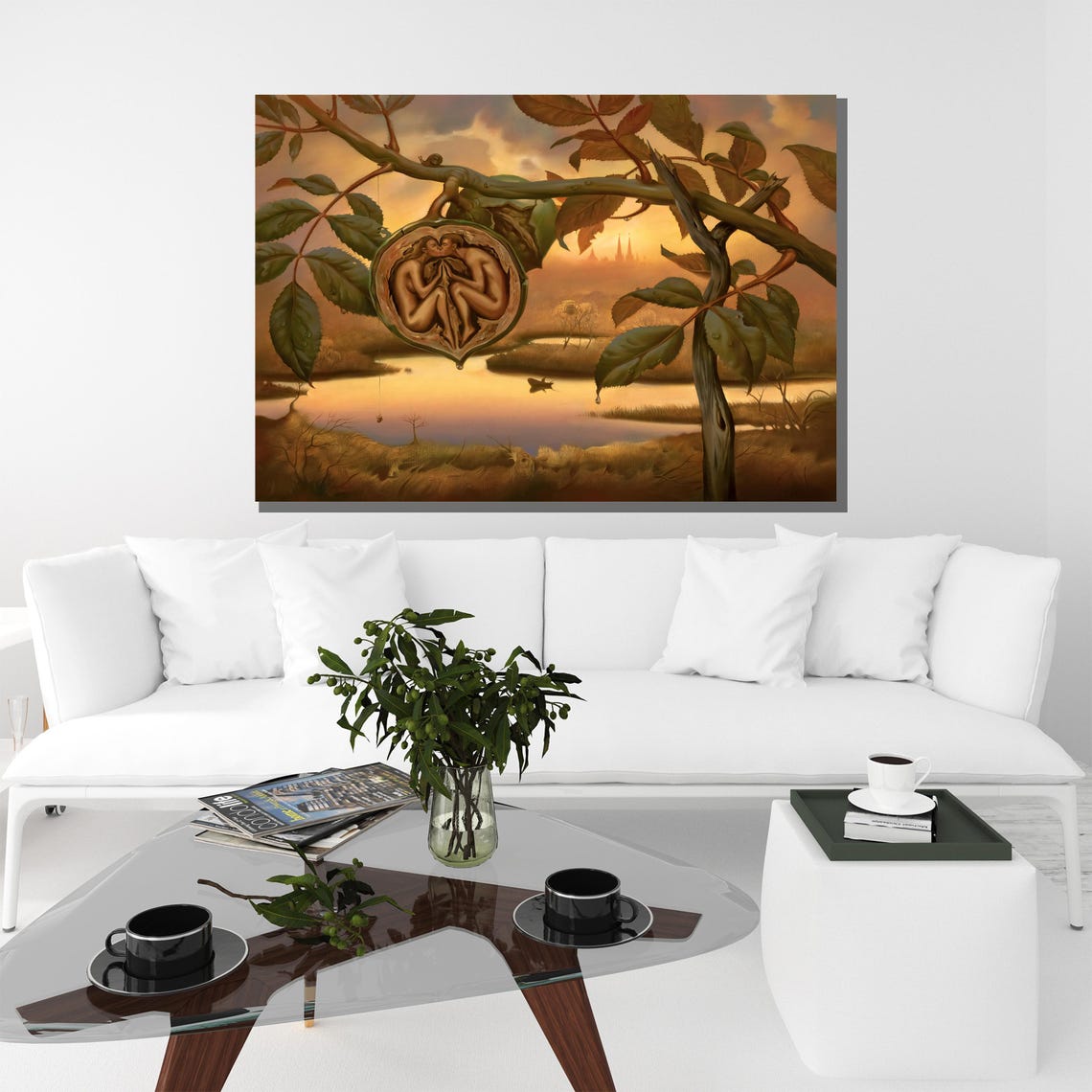 Vladimir Kush Walnut Shell Lovers Surrealist Sunset River Poster - Image 3