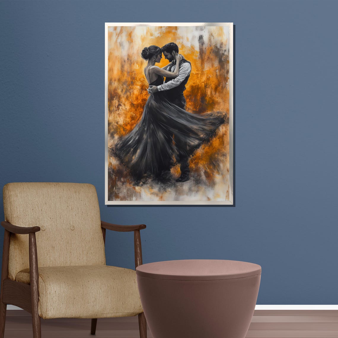 Elegant Couple Dance Black Gold Tango Romance Art Wall Poster - Image 3