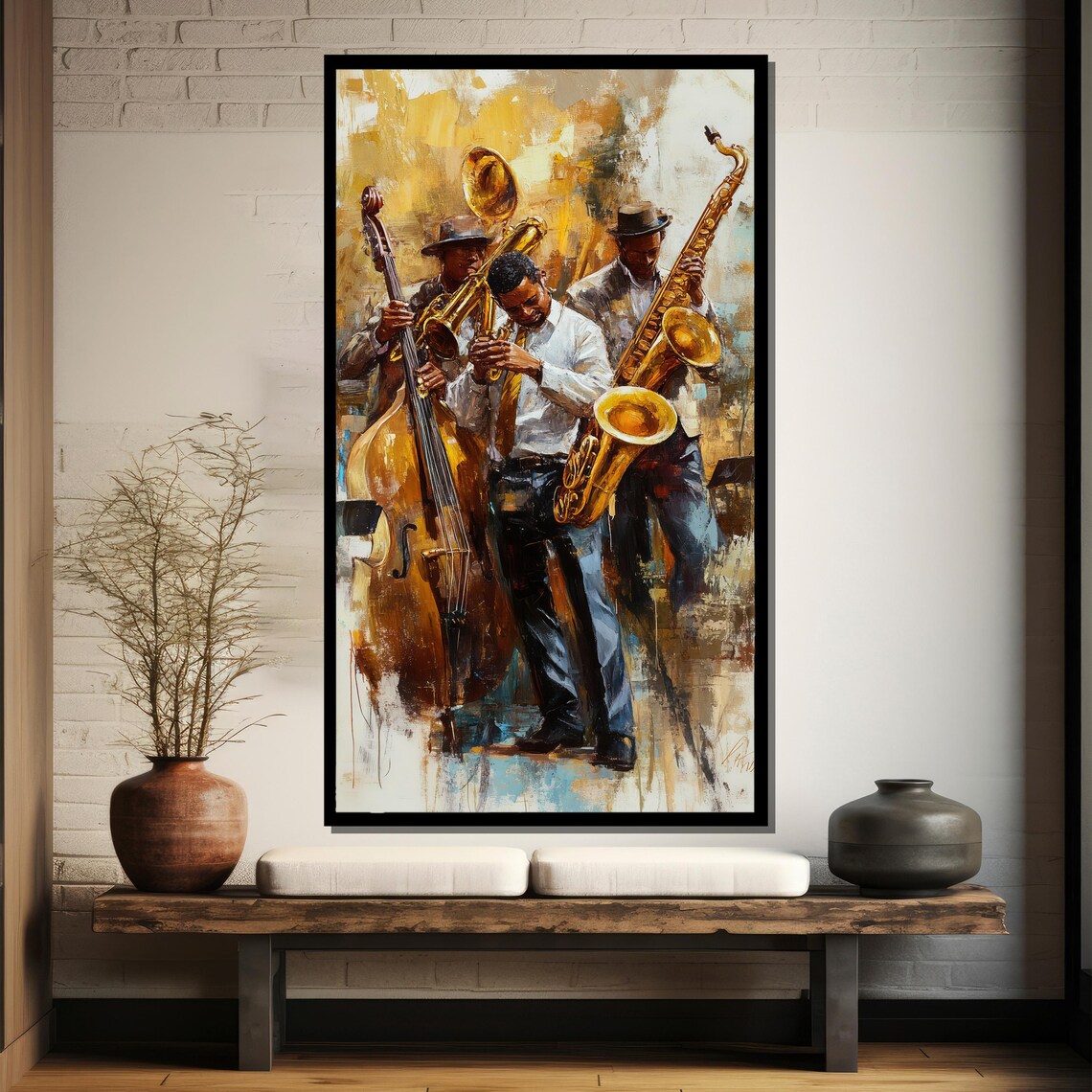 Soulful Jazz Band With Double Bass Trumpet and Saxophone Poster - Image 4