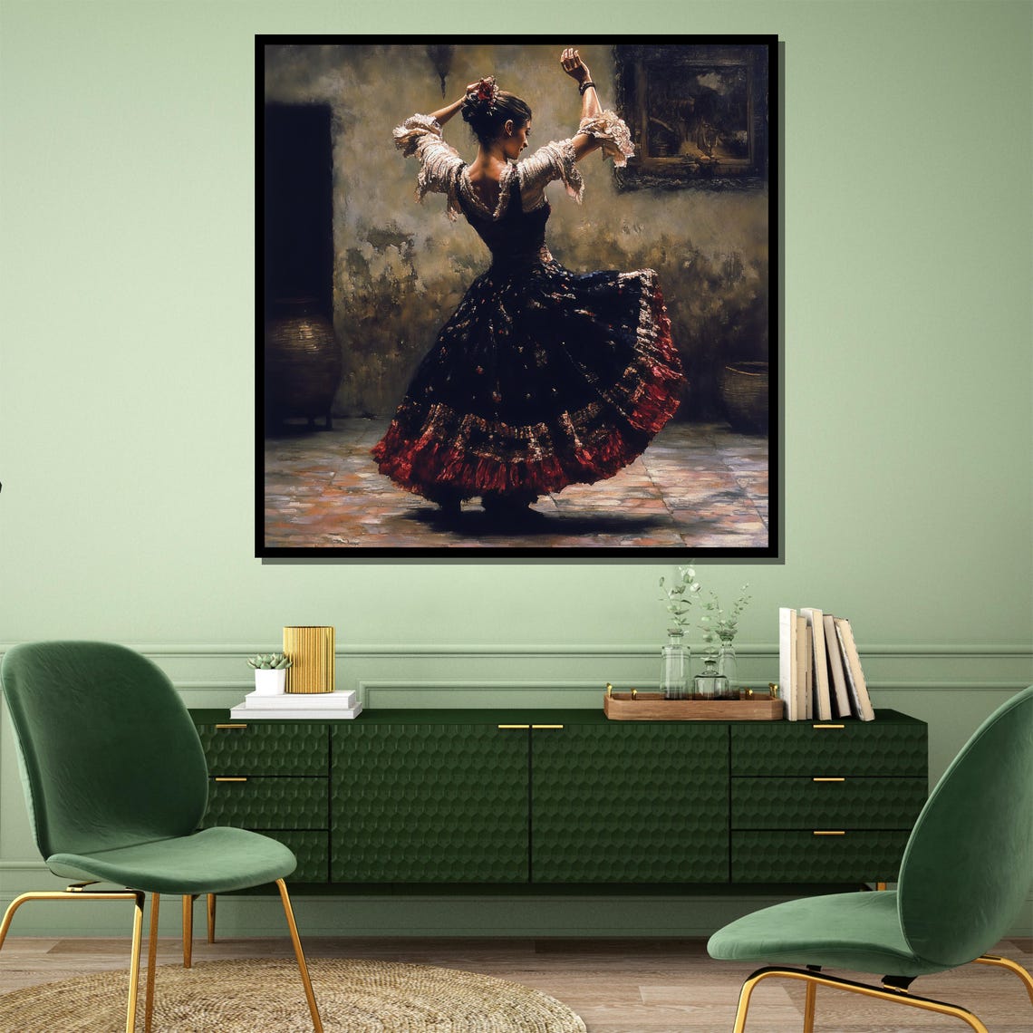 Flamenco Dancer Back View Rustic Spanish Dance Painting Wall Poster - Image 4