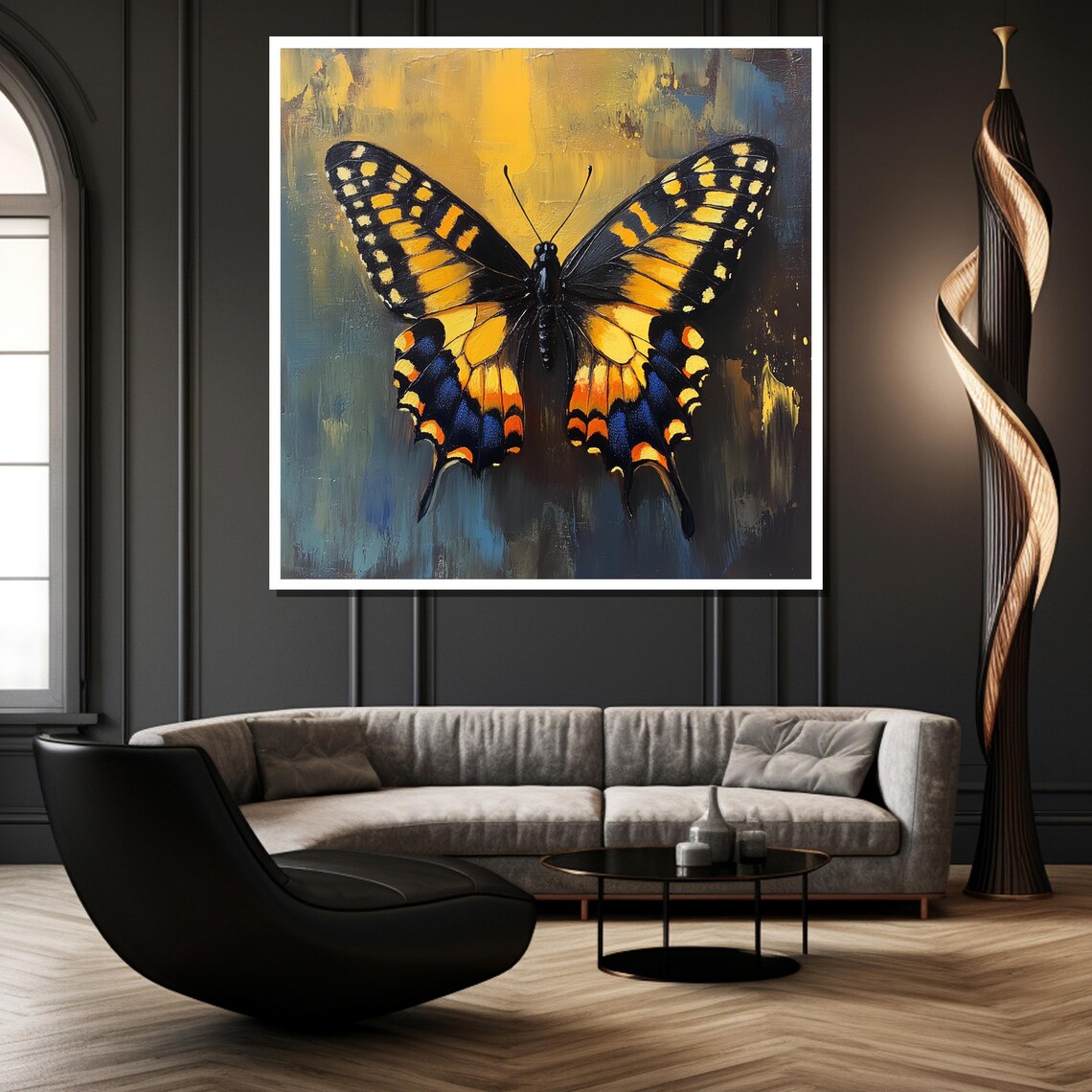 Swallowtail Butterfly in Yellow and Blue Vivid Nature Poster - Image 2