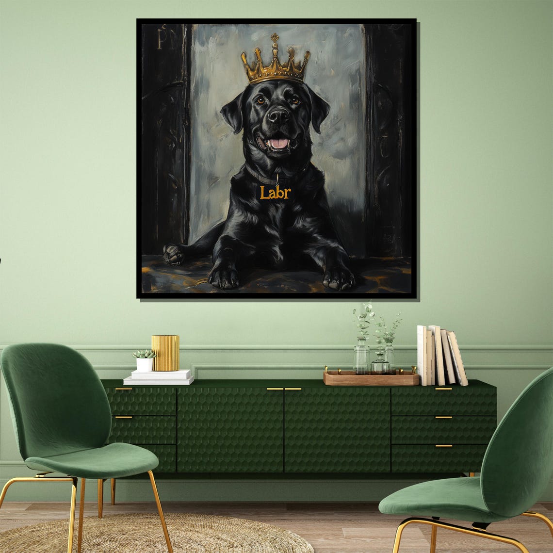 Black Labrador Wearing Gold Crown Royal Dog Funny Pet Poster - Image 4