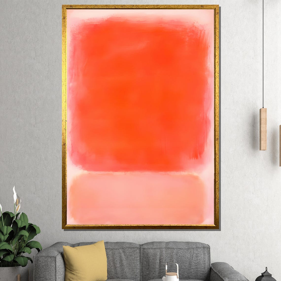 Vibrant Red and Orange Color Field Abstract Expressionist Art Poster