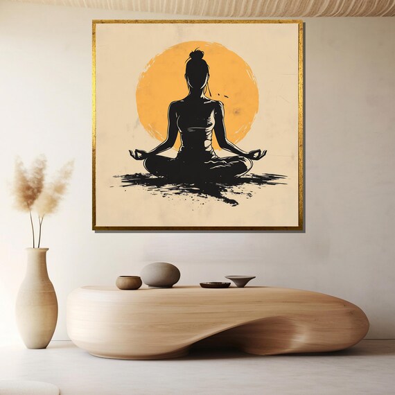 Minimalist Yogi Meditating Before A Golden Rising Sun Disc Poster
