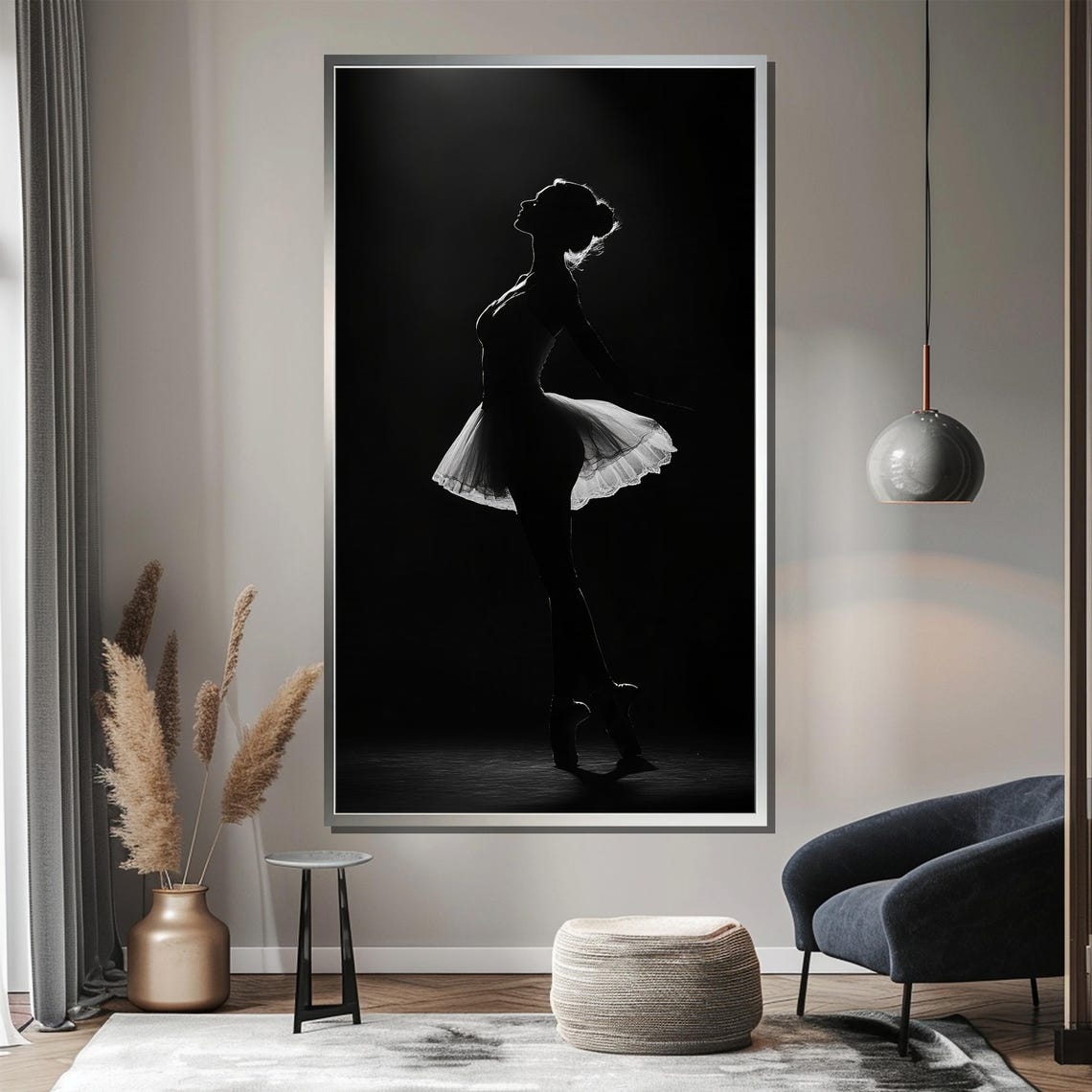 Black and White Ballerina in Dramatic Backlit Profile Poster - Image 3