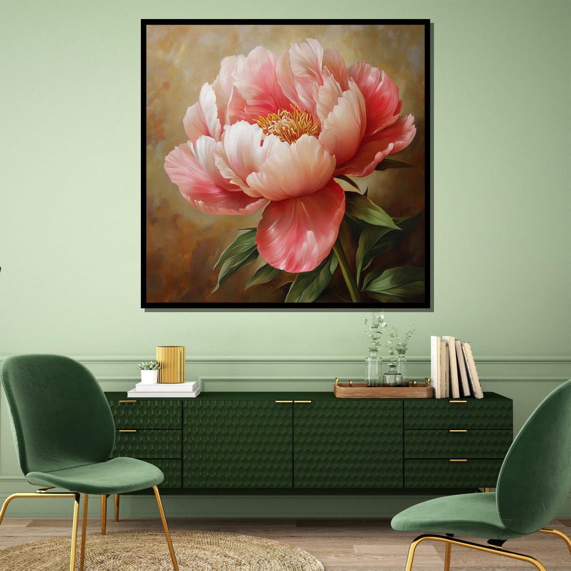 Blush Pink Peony Bloom in Soft Romantic Painterly Floral Art Poster - Image 4