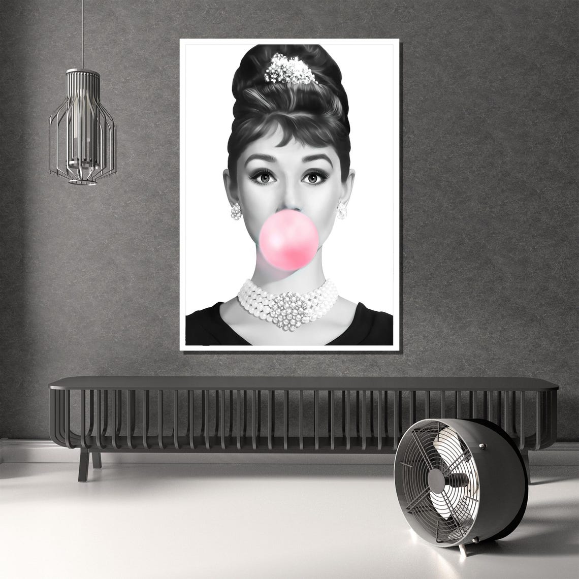Audrey Hepburn Pop Art Portrait Pink Bubblegum Modern Poster - Image 4