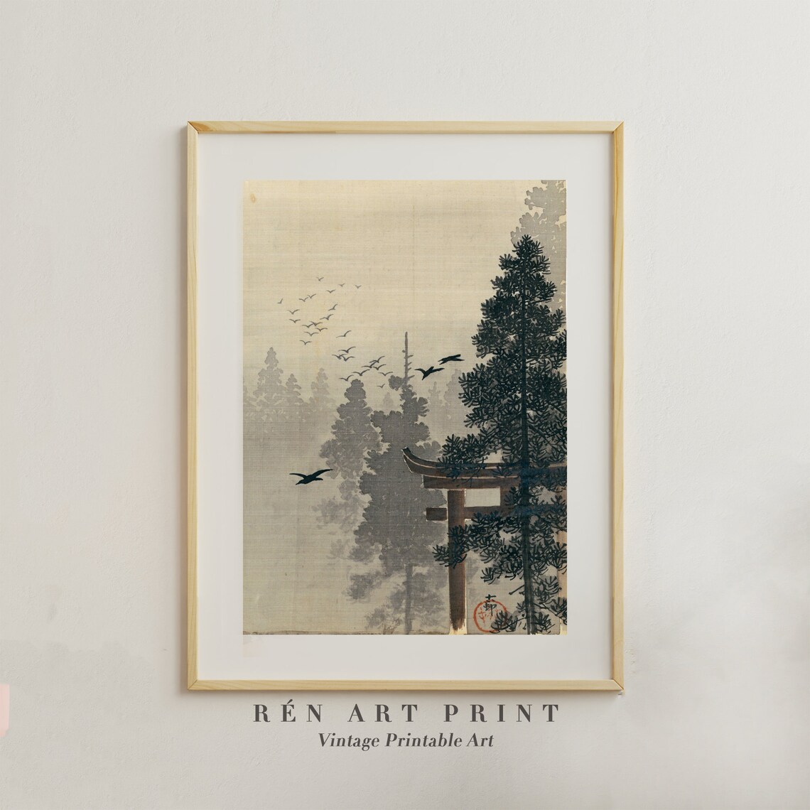 Vintage Japanese Painting, Minimalist Japandi Wall Art