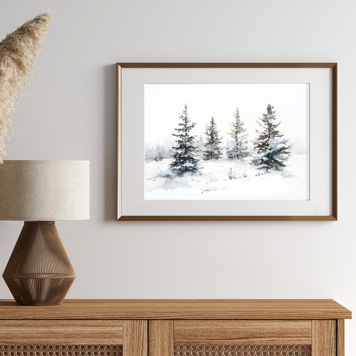 Snowy Pine Tree Vintage Winter Forest Art Print - Image 2
