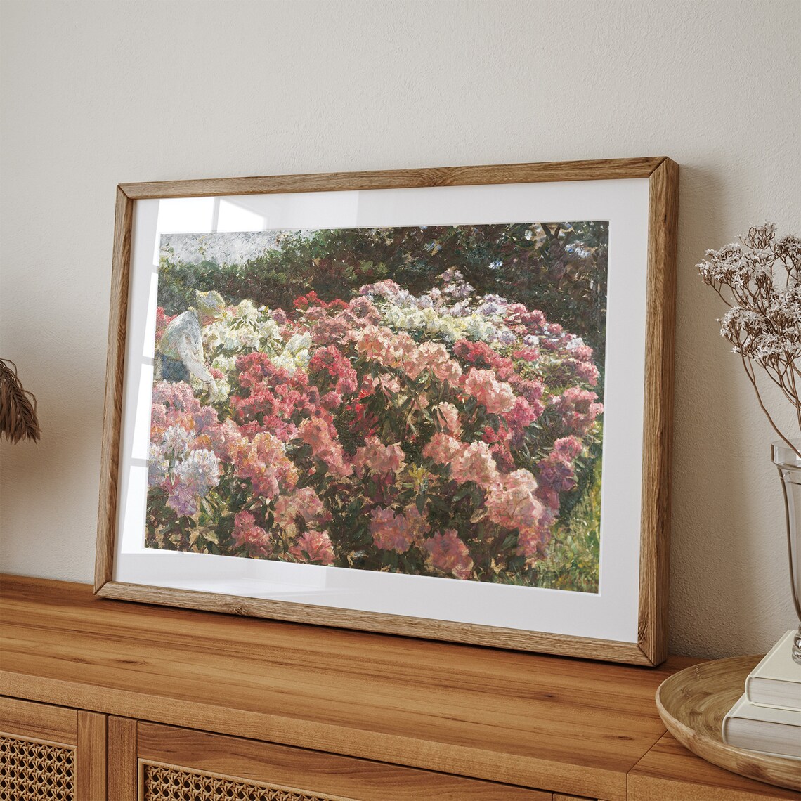 Antique Flower Garden Painting, Vintage Cottagecore - Image 3
