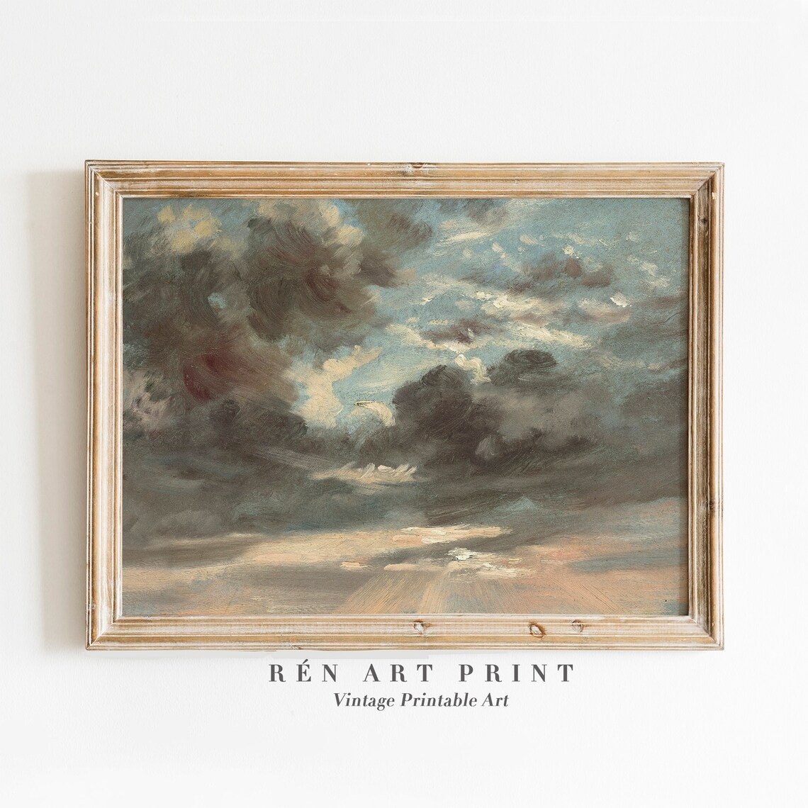 Clouds Painting Vintage Sky Landscape Art Print