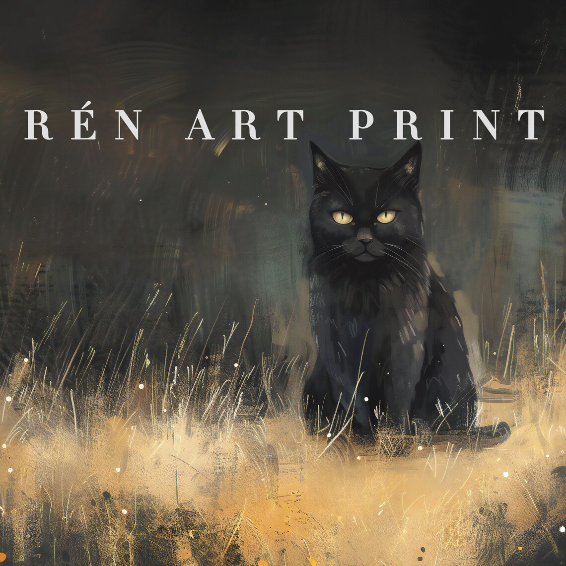 Vintage Black Cat Halloween Wall Art Print - Image 3