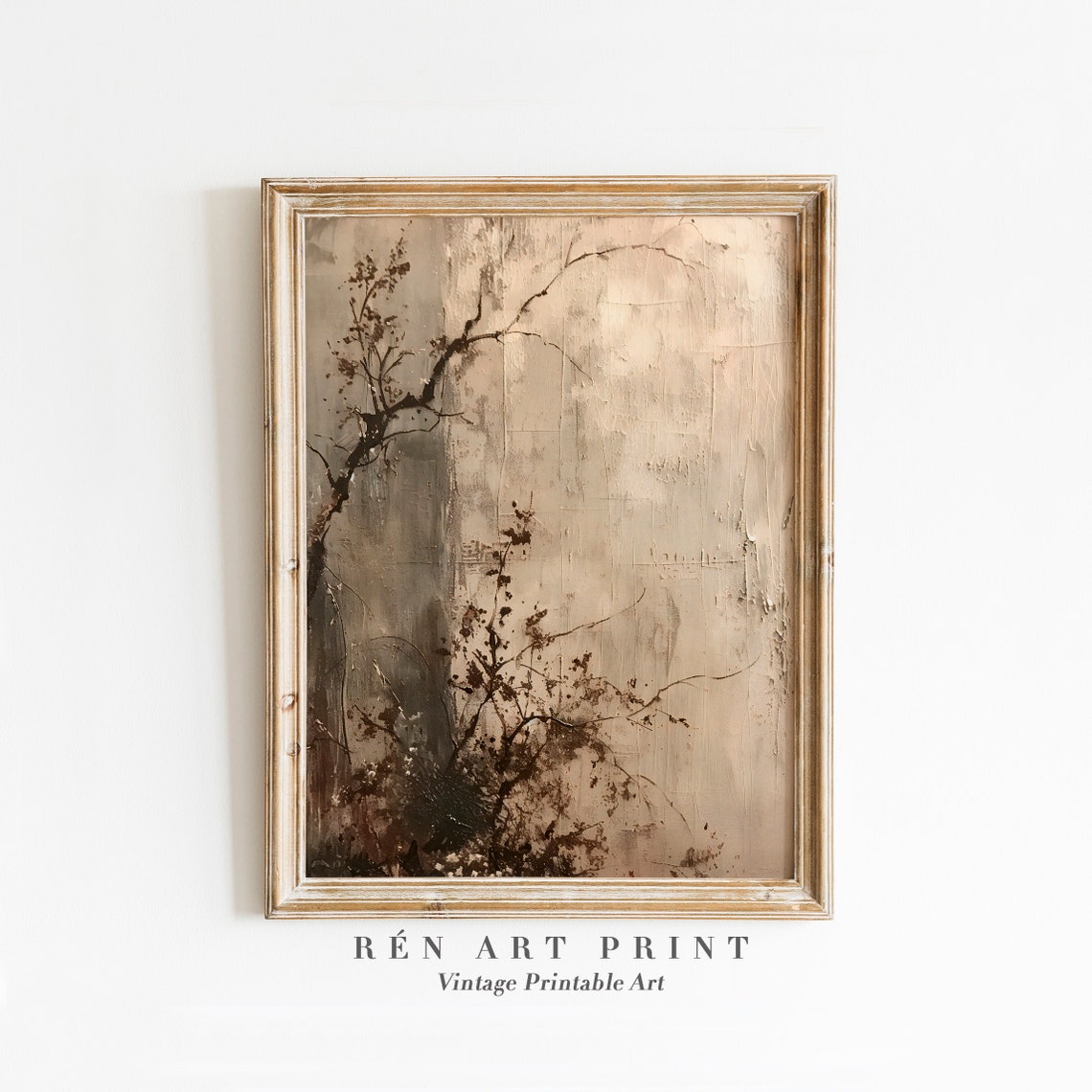 Autumn Branches Minimalist Neutral Beige Vintage Botanical Art Poster