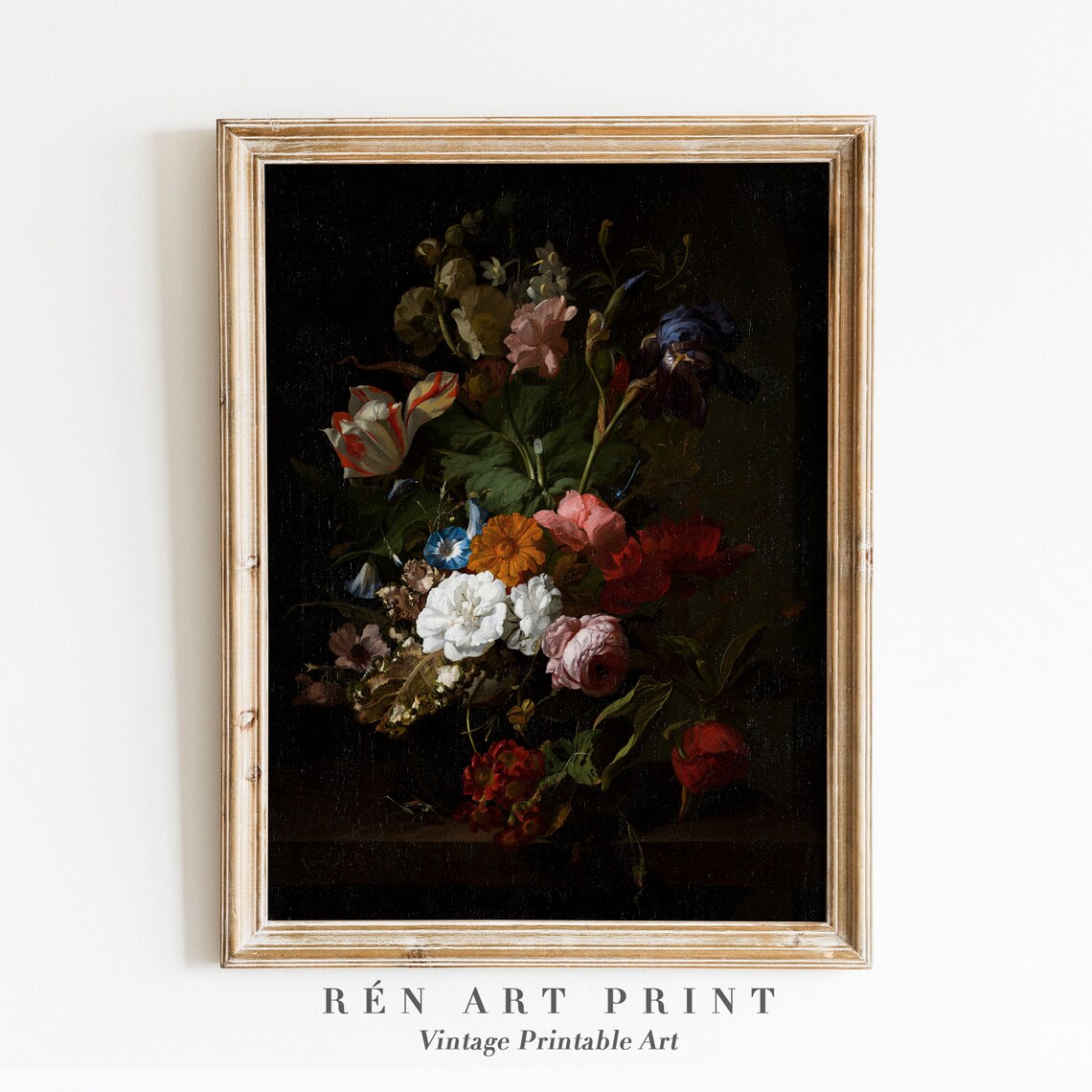 Dark Floral Art Print, Vintage Victorian Botanical