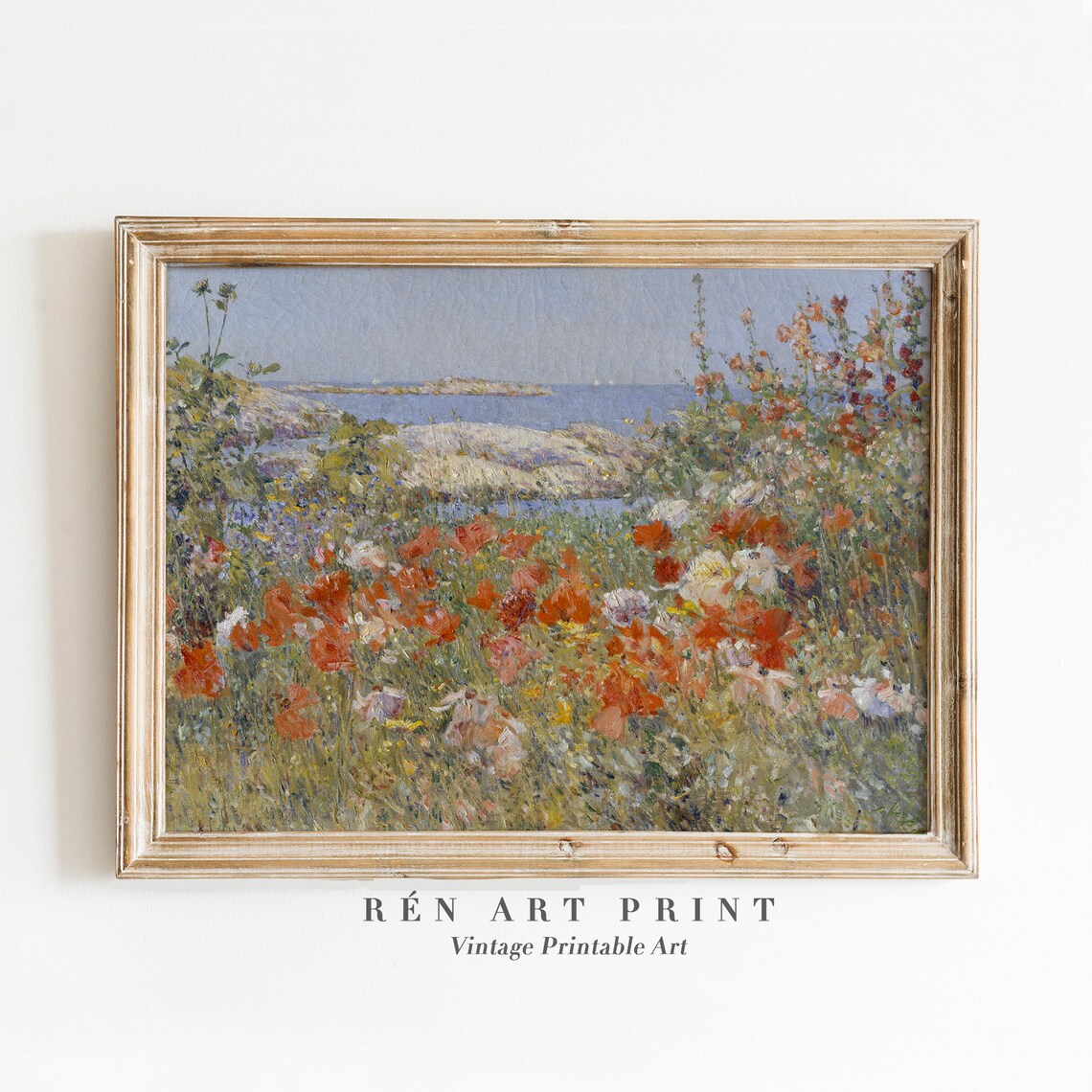 Vintage Spring Poppy Fields Coastal Landscape Art Print