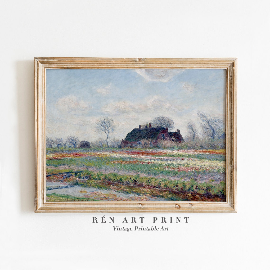 Tulip Field Impressionist Vintage Flower Farm Spring Landscape Poster
