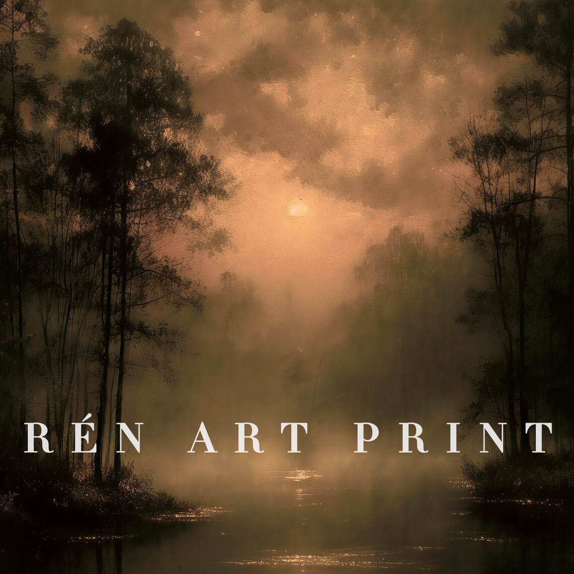 Vintage Autumn Night Painting, Moody Fall Landscape Print - Image 3