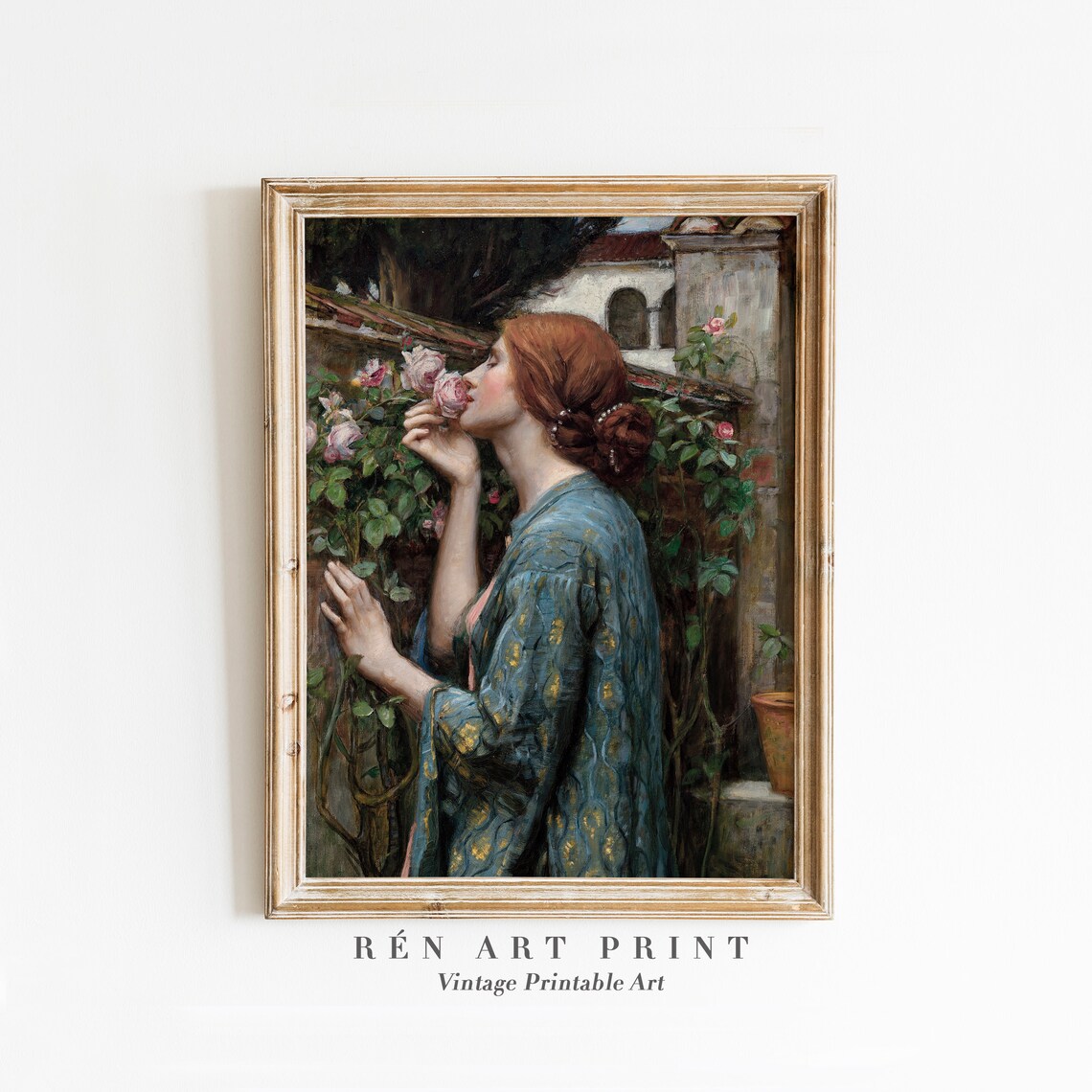 Vintage Woman With Rosses Antique Art Print