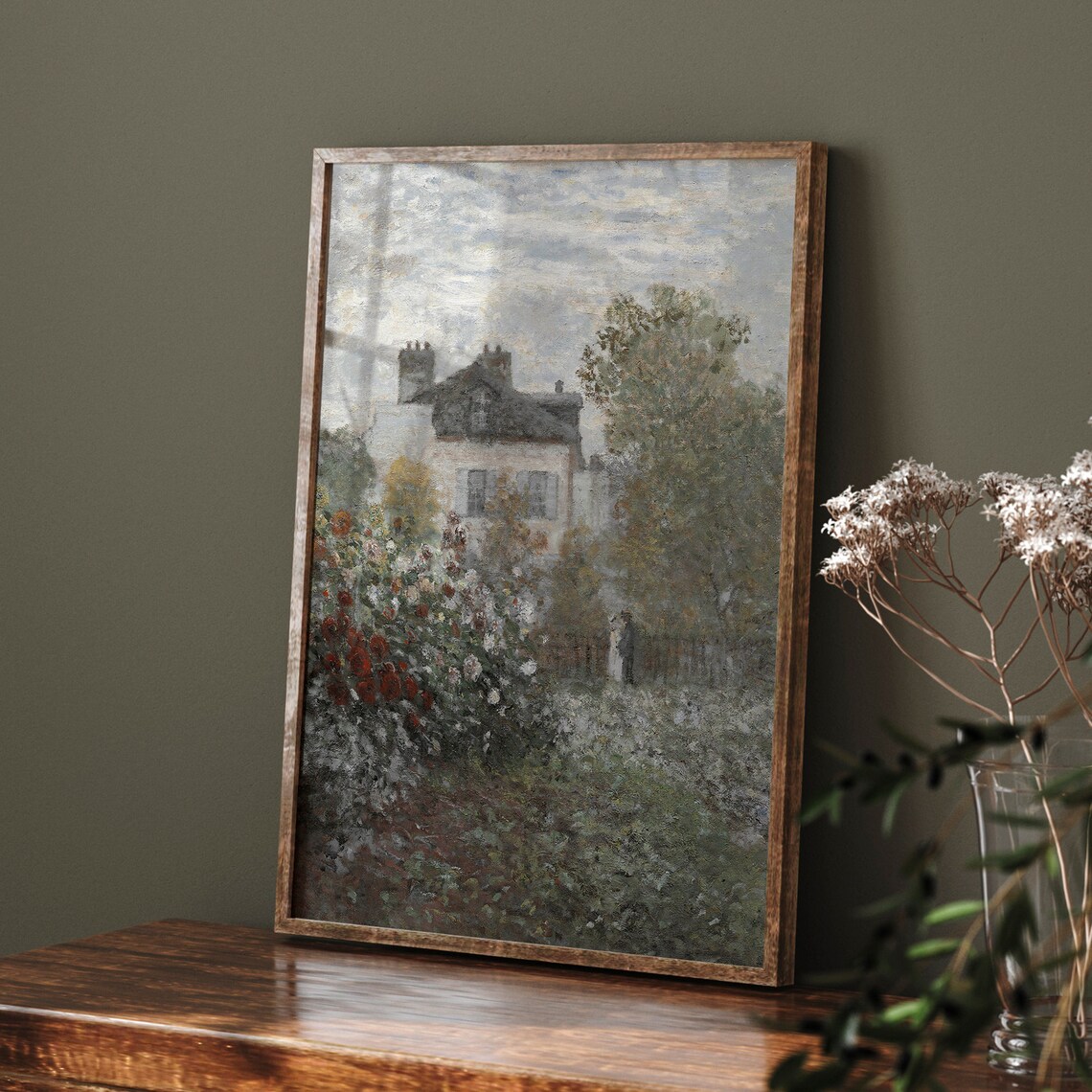 Claude Monet Print, Vintage Rose Garden Art