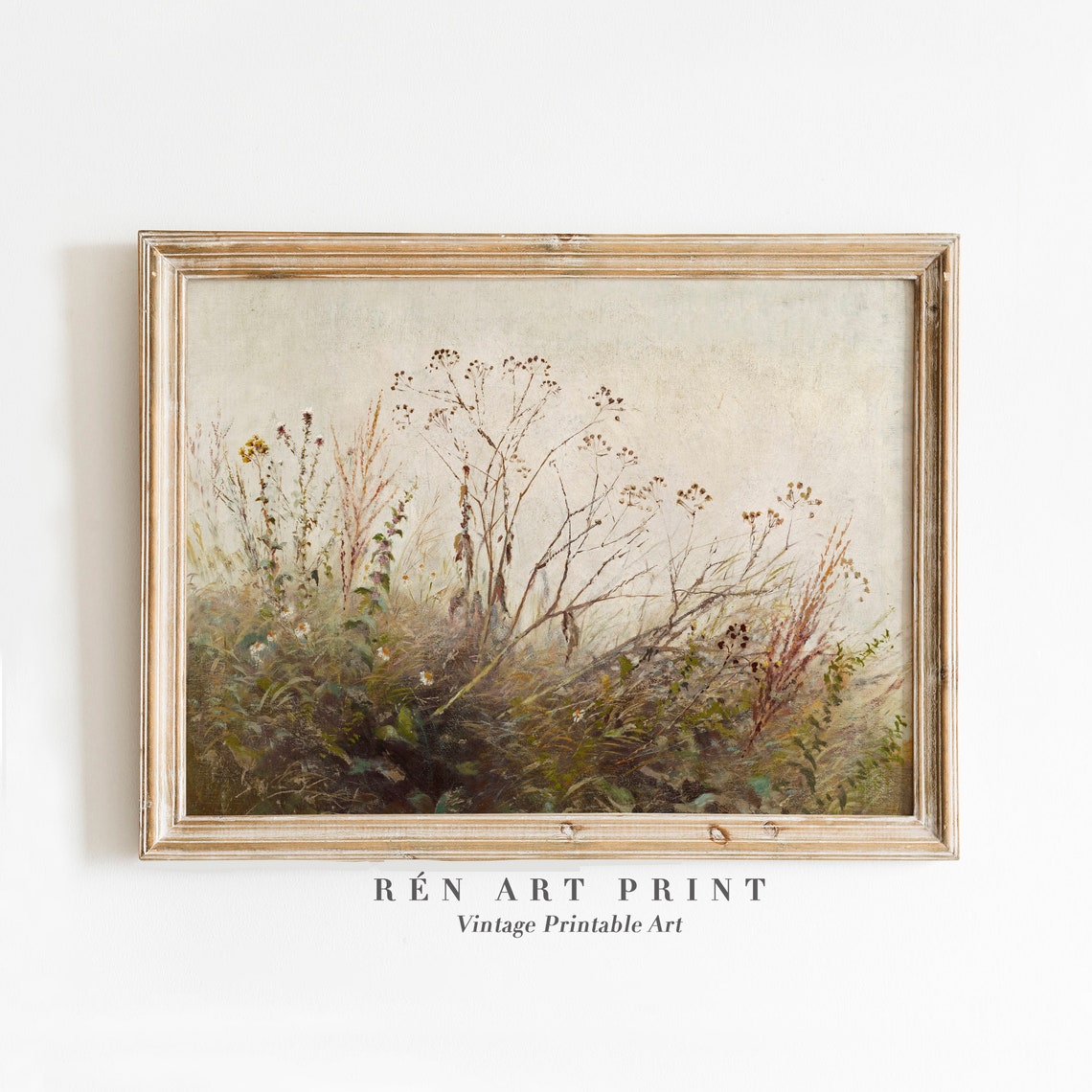 Dried Wildflowers Meadow Grasses Muted Vintage Botanical Poster