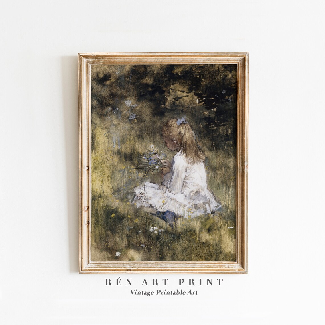 Vintage Girl Painting Nursery Wall Art, Farmhouse Decor
