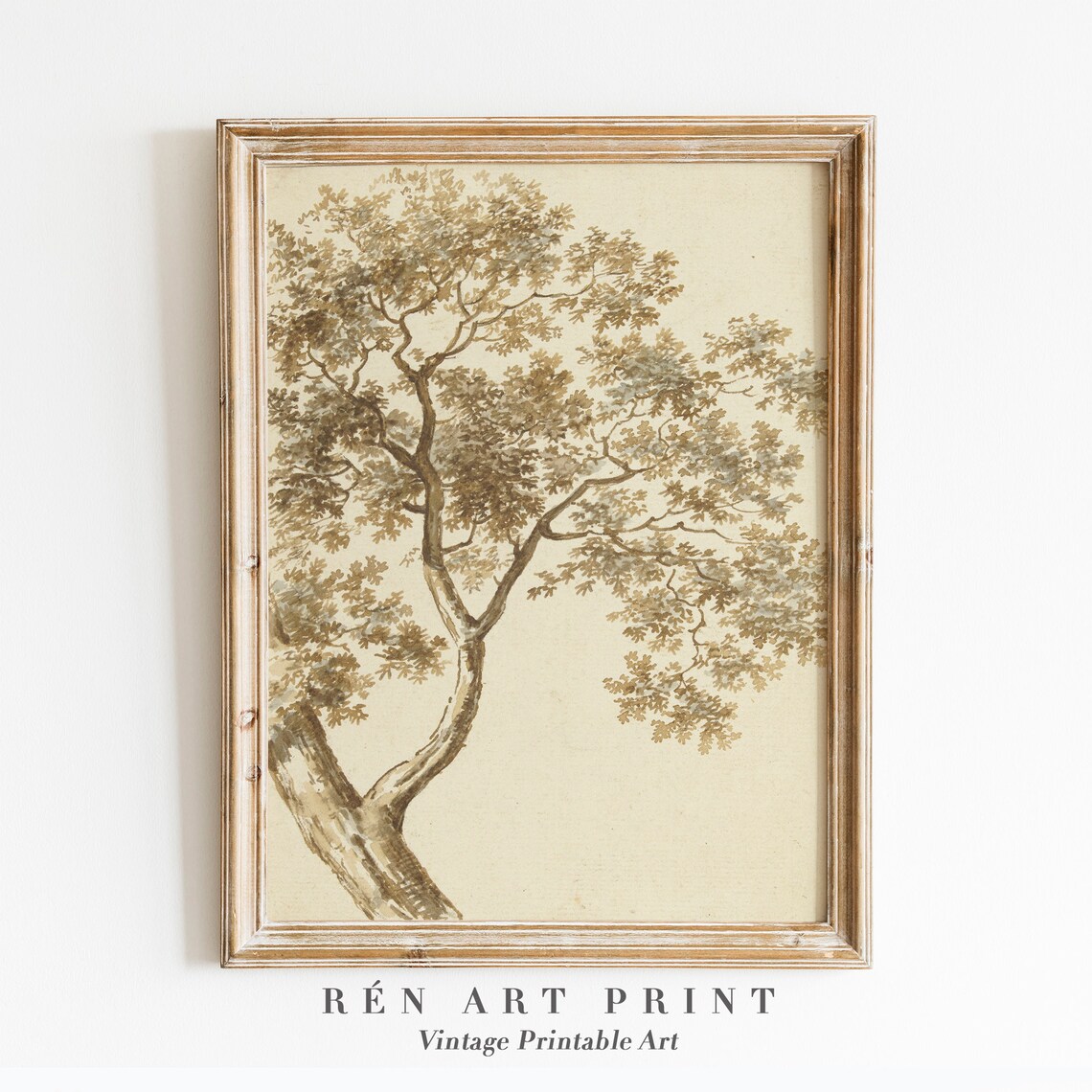 Vintage Sketch Autumn Tree Drawing Art Print