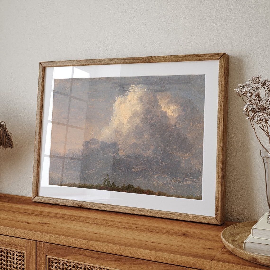Dramatic Towering Cloud Vintage Oil Painting Sky Study Art Print - Image 3