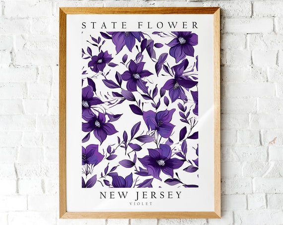Violet New Jersey State Flower Poster Print Wall Dcor