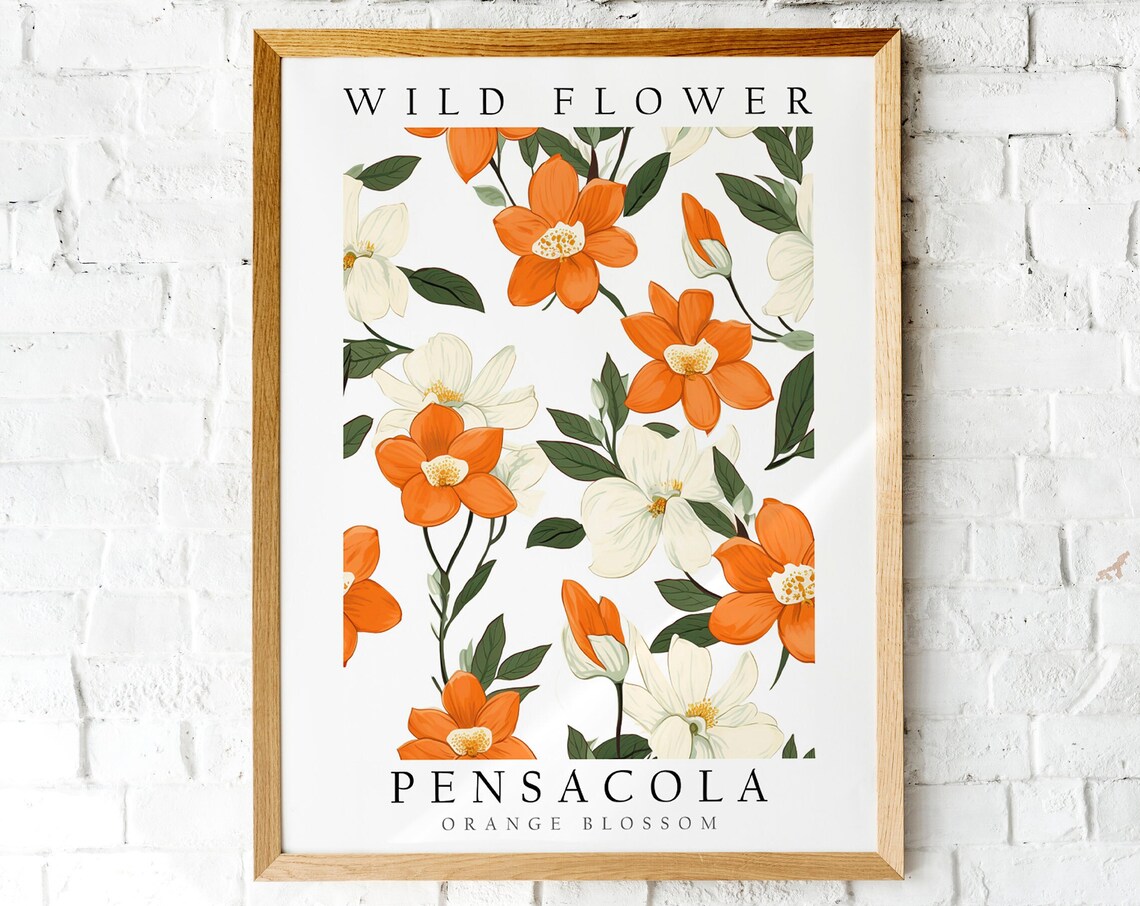 Pensacola Orange Blossom Vintage Citrus Botanical Art Poster