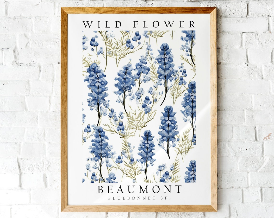Beaumont Bluebonnet Wild Flower Texas Botanical Floral Poster