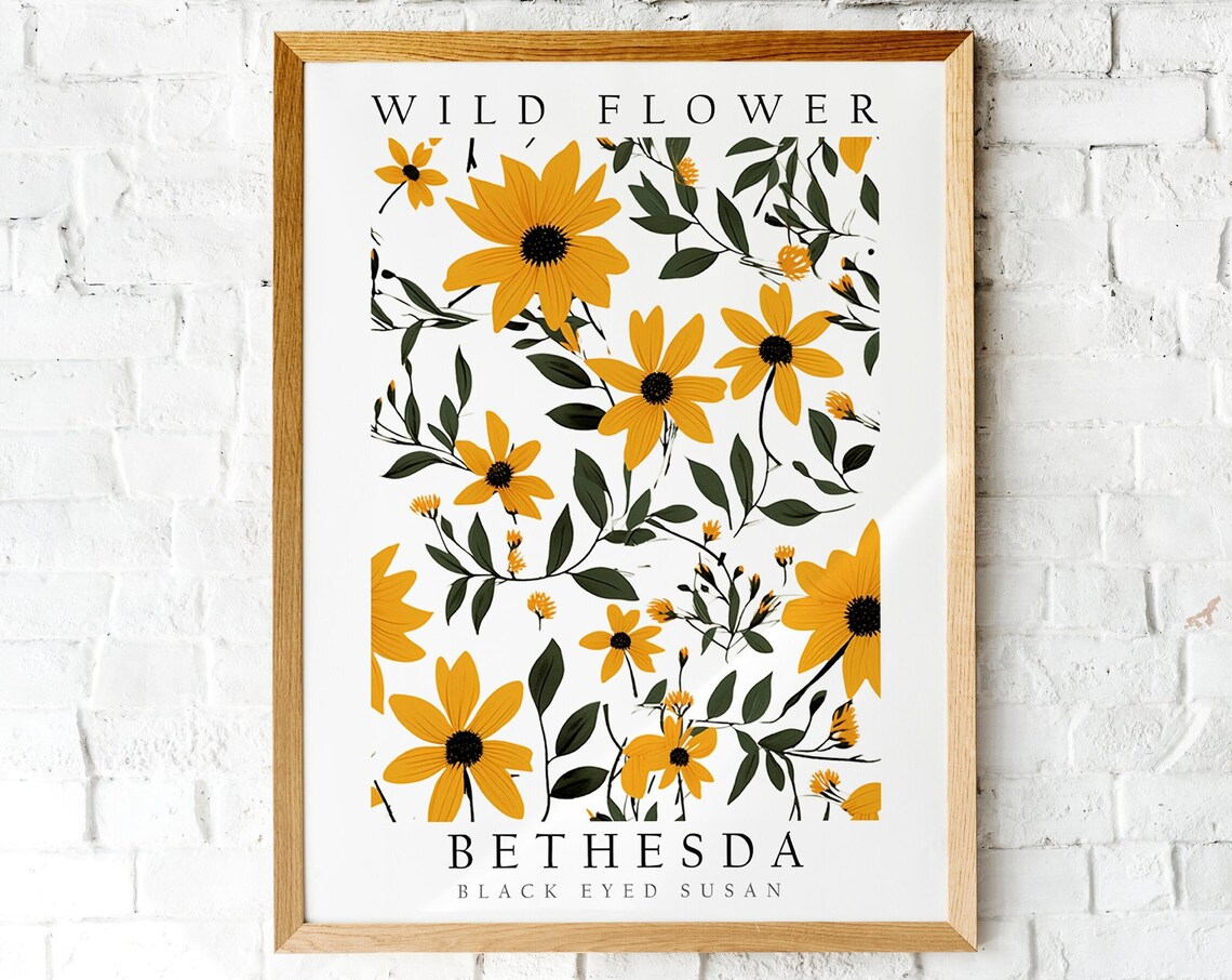Bethesda Black Eyed Susan Wild Flower Yellow Daisy Art Poster