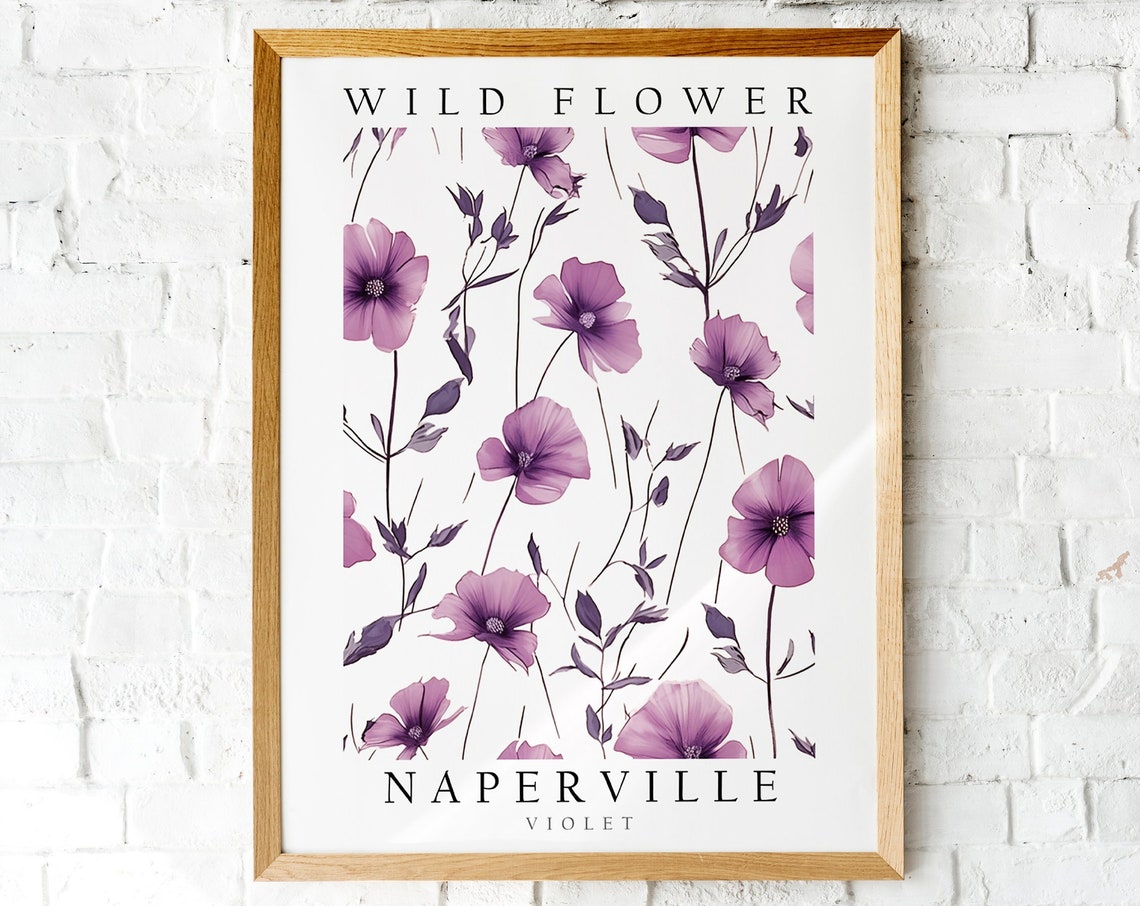 Naperville Purple Violet Wild Flower Vintage Botanical Art Poster