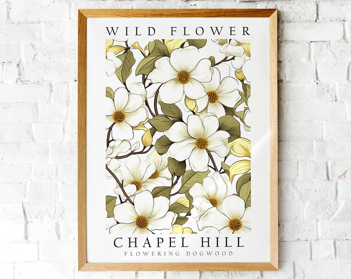Chapel Hill Flowering Dogwood White Blossom Botanical Poster