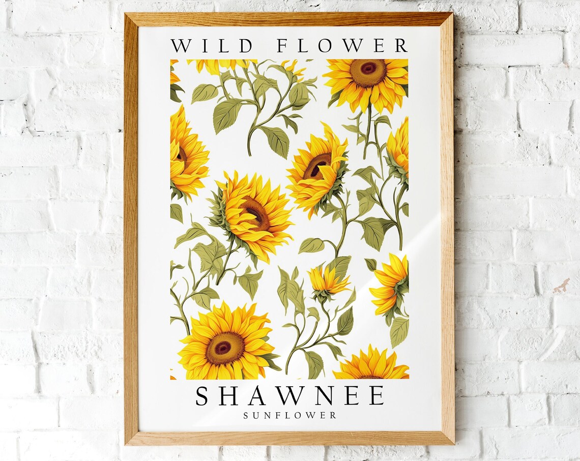 Shawnee Sunflower Yellow Bloom Wild Flower Botanical Art Poster