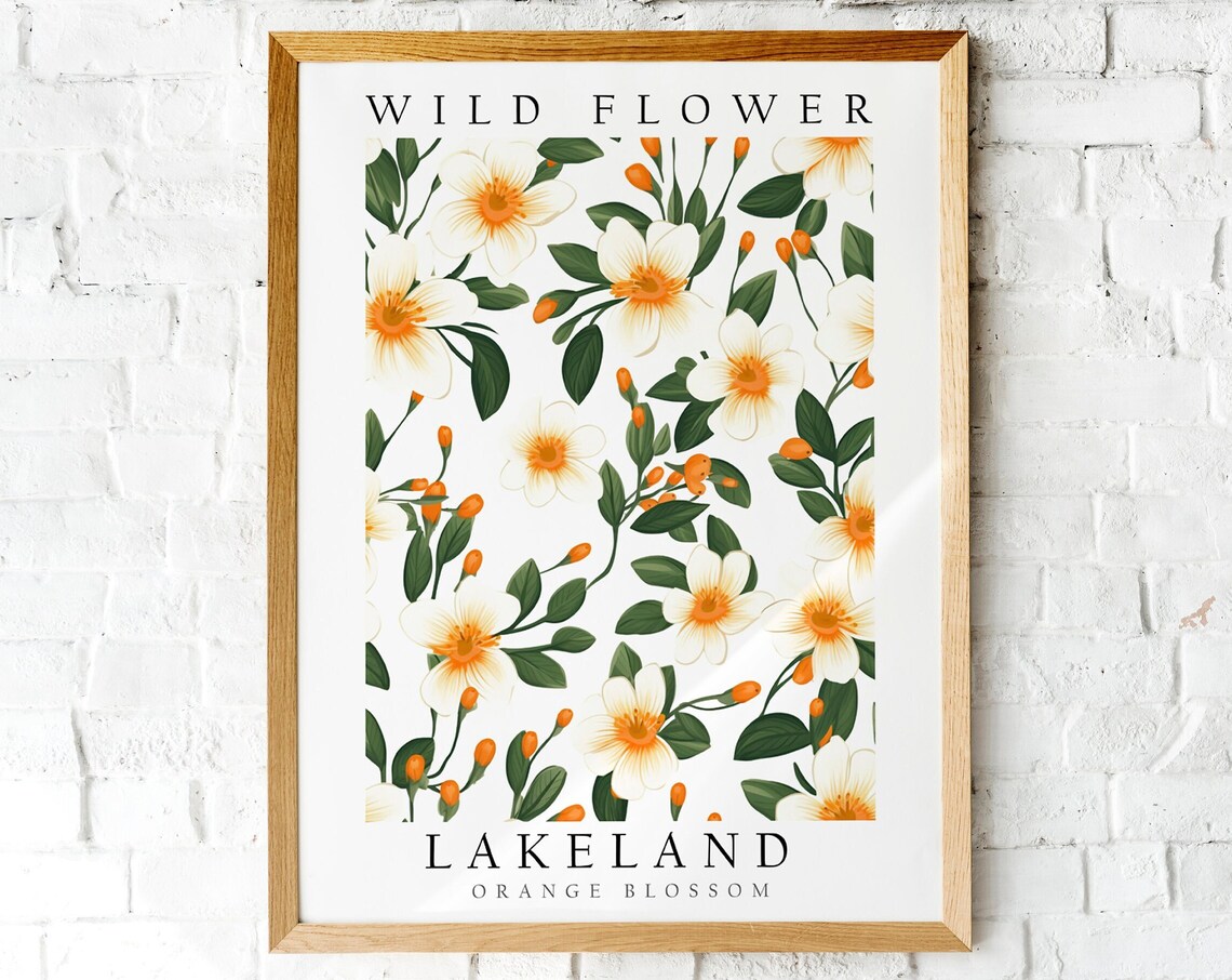 Lakeland White Orange Blossom Wild Flower Botanical Art Poster