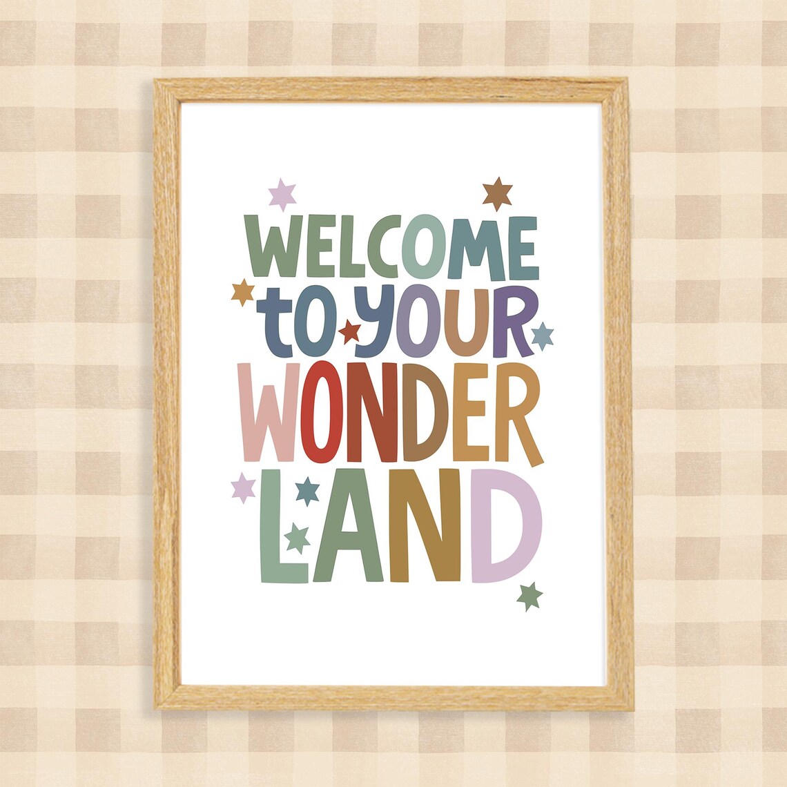 Welcome to Your Wonderland Poster Colorful Kids Room Wall Decor