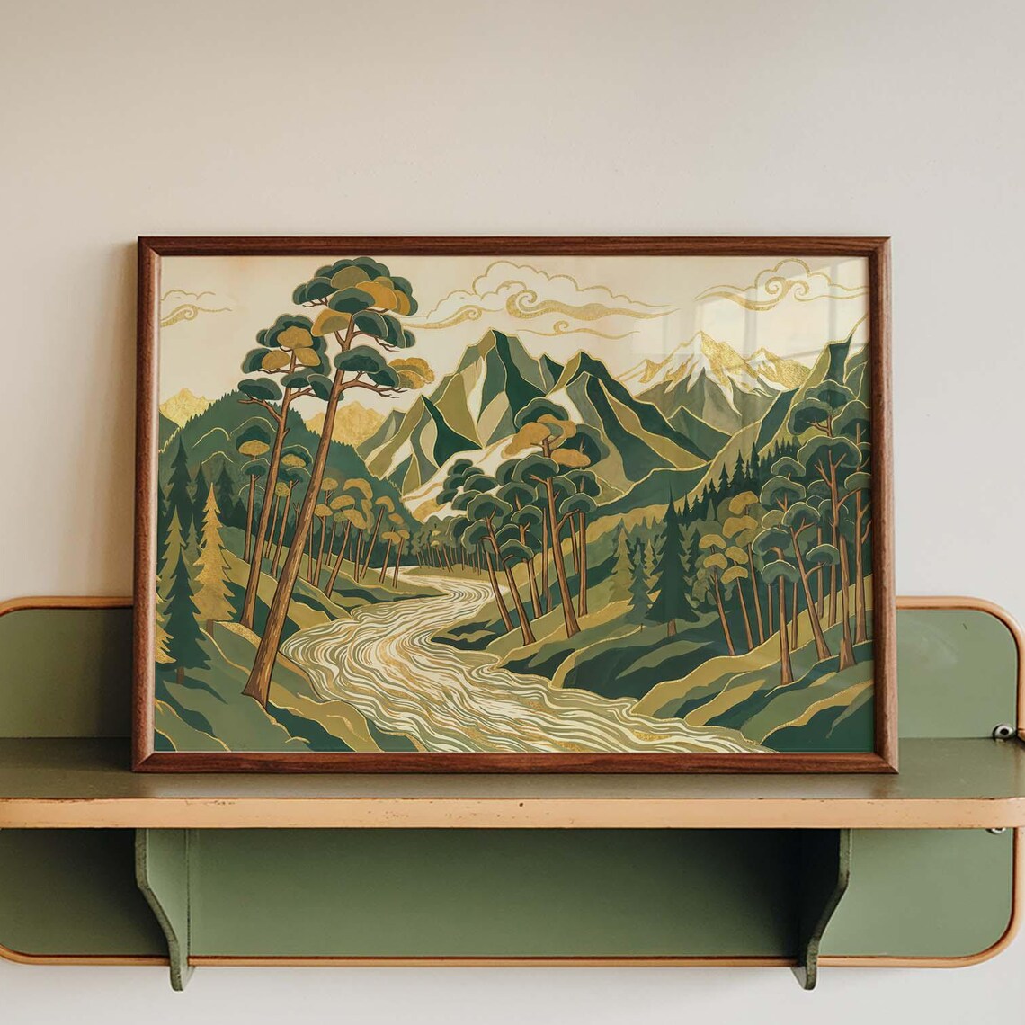 Japanese Mountain Landscape Poster, Nature Decor
