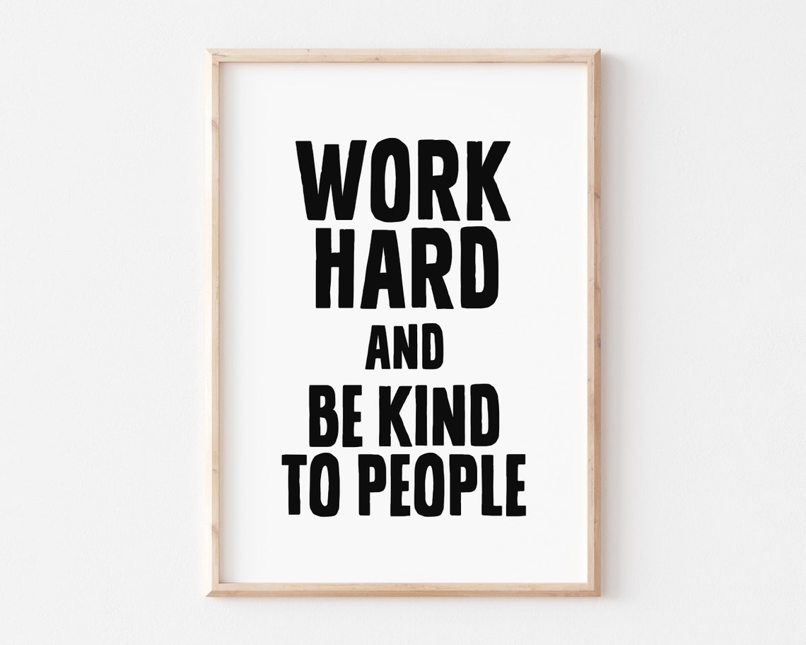 Work Hard Be Kind Printable Wall Art Motivational Poster Office Wall Decor Inspirational Quote Print Classroom Poster Instant - Image 2