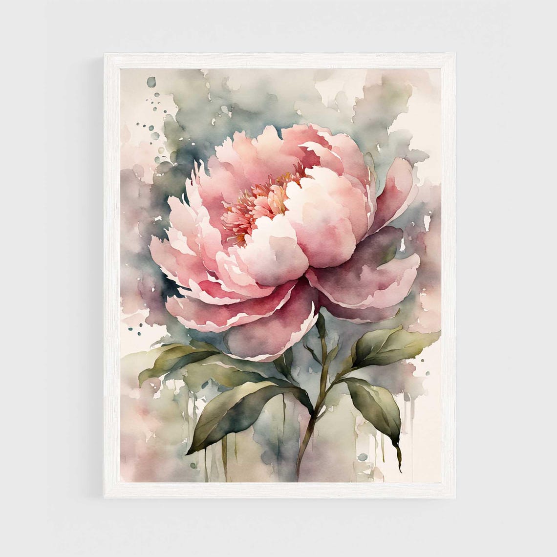 Pink Peony Watercolor Floral Art Print