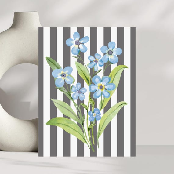 Forget Me Nots Floral Art Print Botanical Gicle Matte Poster