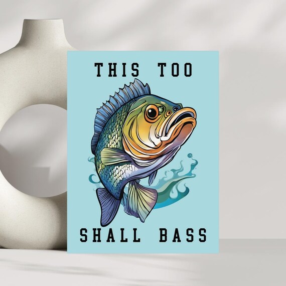 This Too Shall Bass Funny Bass Fish Pun Retro Angler Gift Poster